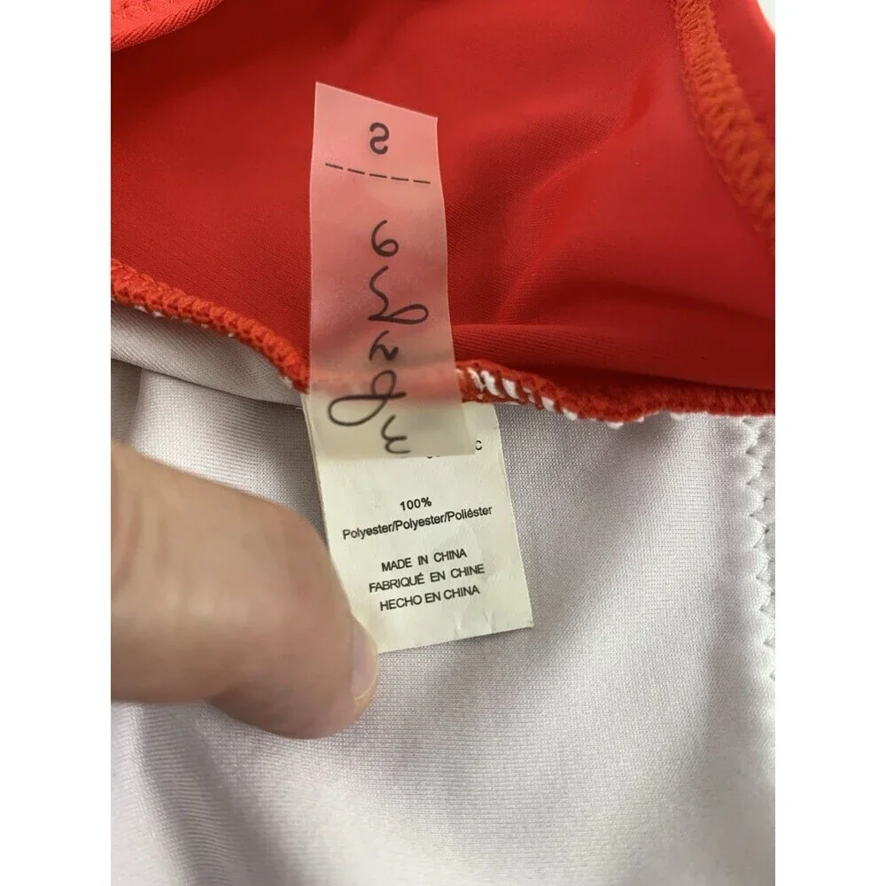 BOGO Cupshe One Piece Swimsuit Red Embroidered Deep V Neck Halter‎ Tie Womens S